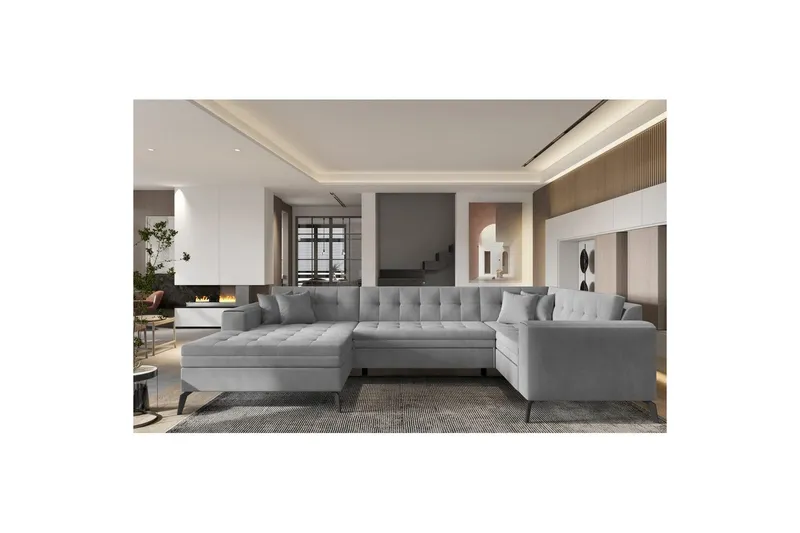 Hörnsoffa Eltap Montez 340x180x93 cm - Nube 3, Ljusgrå, Vänster — Nube 3, Ljusgrå, Vänster