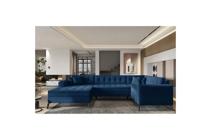Hörnsoffa Eltap Montez 340x180x93 cm - Nube 40, Blå, Vänster — Nube 40, Blå, Vänster