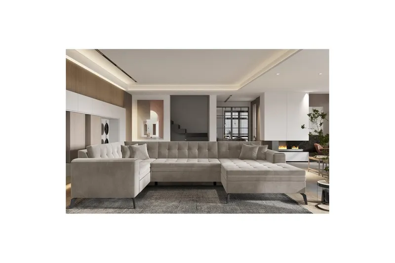 Hörnsoffa Eltap Montez 340x180x93 cm - Sola 18, Beige, Höger — Sola 18, Beige, Höger