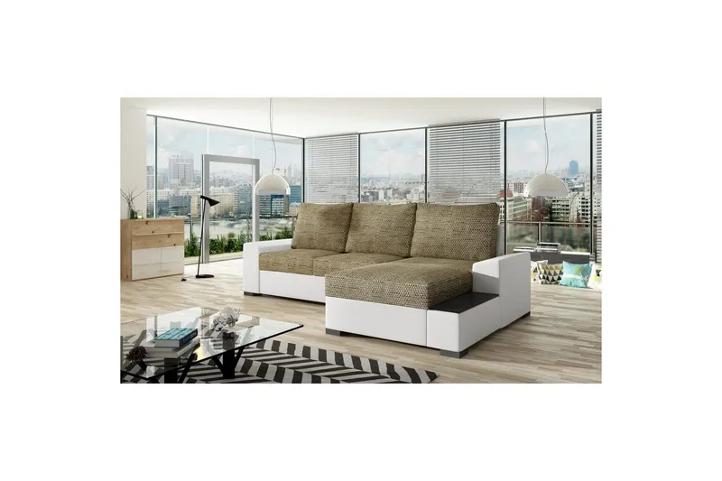 Hörnsoffa Eltap Negro 245x165x90 cm - Berlin 03, Soft 17, Beige, Vit, Höger — Berlin 03, Soft 17, Beige, Vit, Höger