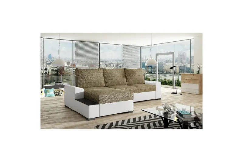 Hörnsoffa Eltap Negro 245x165x90 cm - Berlin 03, Soft 17, Beige, Vit, Vänster — Berlin 03, Soft 17, Beige, Vit, Vänster