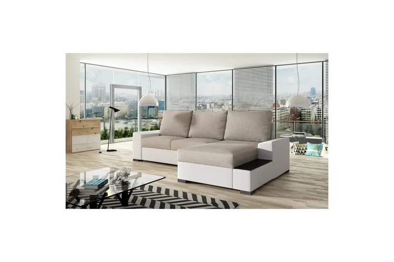Hörnsoffa Eltap Negro 245x165x90 cm - Dora 21, Soft 17, Beige, Vit, Höger — Dora 21, Soft 17, Beige, Vit, Höger
