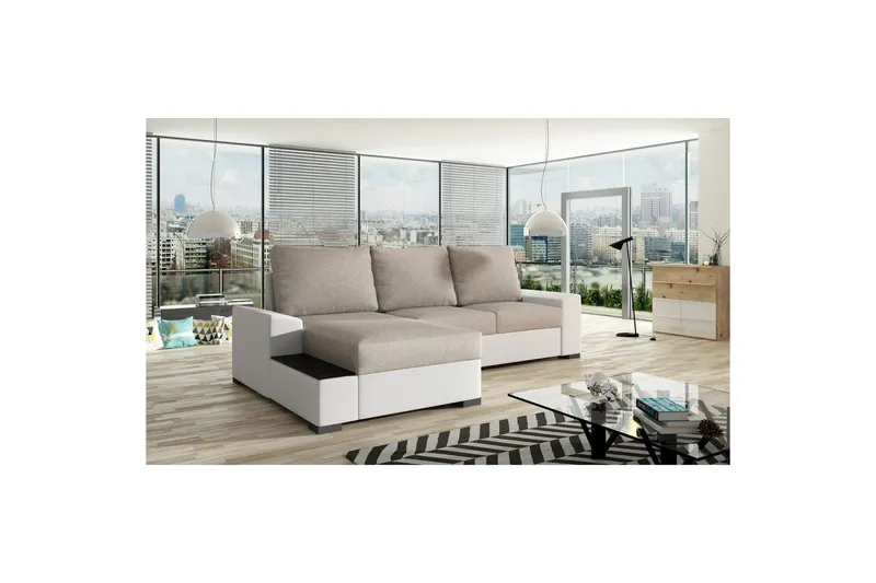 Hörnsoffa Eltap Negro 245x165x90 cm - Dora 21, Soft 17, Beige, Vit, Vänster — Dora 21, Soft 17, Beige, Vit, Vänster