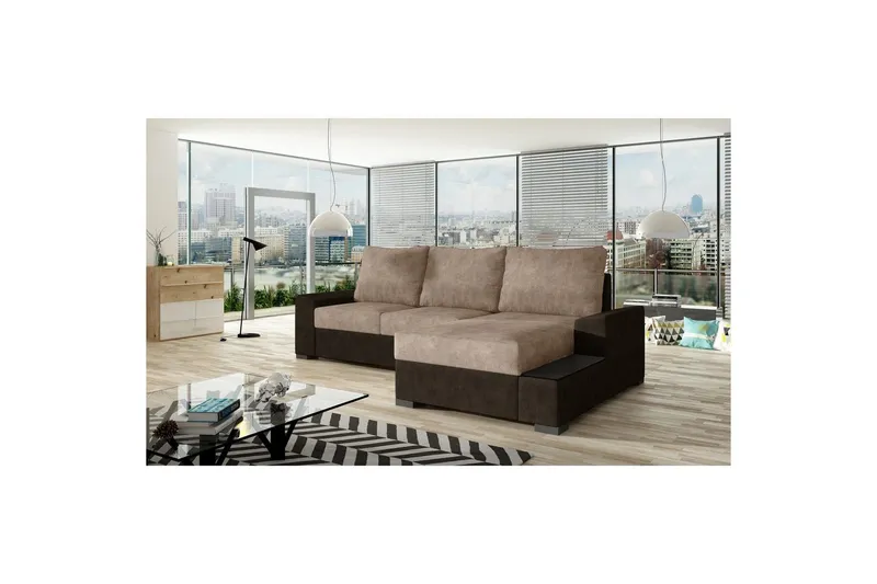 Hörnsoffa Eltap Negro 245x165x90 cm - Dora 28, Dora 21, Mörkbrun, Beige, Höger — Dora 28, Dora 21, Mörkbrun, Beige, Höger