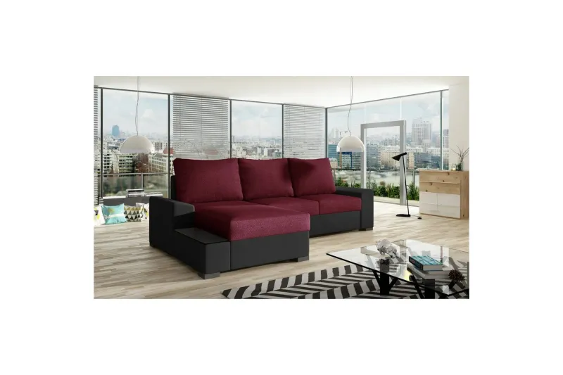 Hörnsoffa Eltap Negro 245x165x90 cm - Malmo 63, Soft 11, Röd, Svart, Vänster — Malmo 63, Soft 11, Röd, Svart, Vänster