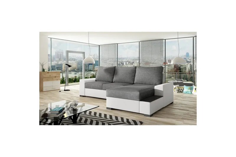 Hörnsoffa Eltap Negro 245x165x90 cm - Sawana 05, Soft 17, Grå, Vit, Höger — Sawana 05, Soft 17, Grå, Vit, Höger
