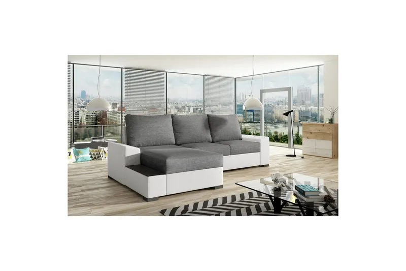 Hörnsoffa Eltap Negro 245x165x90 cm - Sawana 05, Soft 17, Grå, Vit, Vänster — Sawana 05, Soft 17, Grå, Vit, Vänster