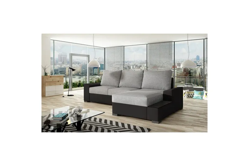 Hörnsoffa Eltap Negro 245x165x90 cm - Sawana 21, Soft 11, Grå, Svart, Höger — Sawana 21, Soft 11, Grå, Svart, Höger
