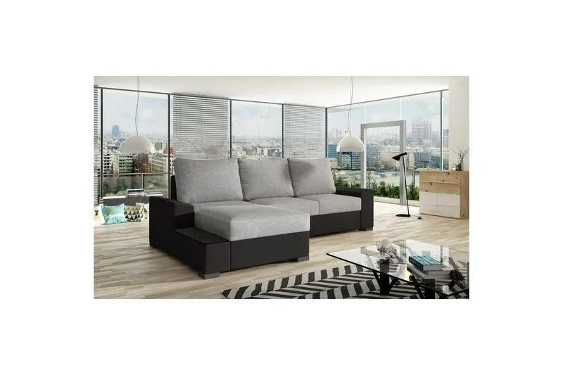 Hörnsoffa Eltap Negro 245x165x90 cm - Sawana 21, Soft 11, Grå, Svart, Vänster — Sawana 21, Soft 11, Grå, Svart, Vänster