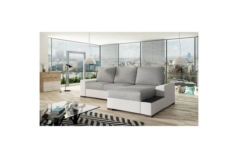 Hörnsoffa Eltap Negro 245x165x90 cm - Sawana 21, Soft 17, Grå, Vit, Höger — Sawana 21, Soft 17, Grå, Vit, Höger