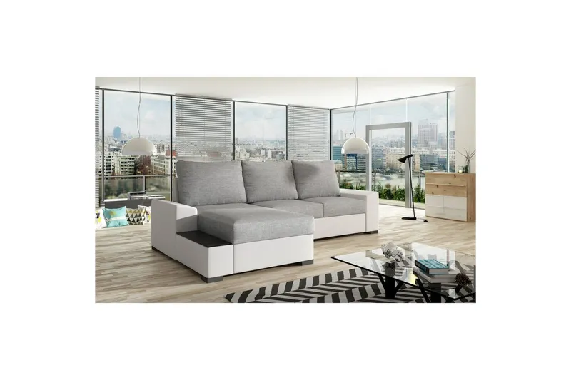 Hörnsoffa Eltap Negro 245x165x90 cm - Sawana 21, Soft 17, Grå, Vit, Vänster — Sawana 21, Soft 17, Grå, Vit, Vänster