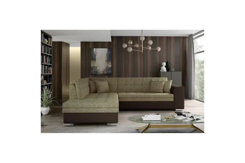 Hörnsoffa Eltap Pieretta 260x207x78 cm - Berlin 03, Soft 66, Beige, Mörkbrun, Vänster — Berlin 03, Soft 66, Beige, Mörkbrun, Vänster