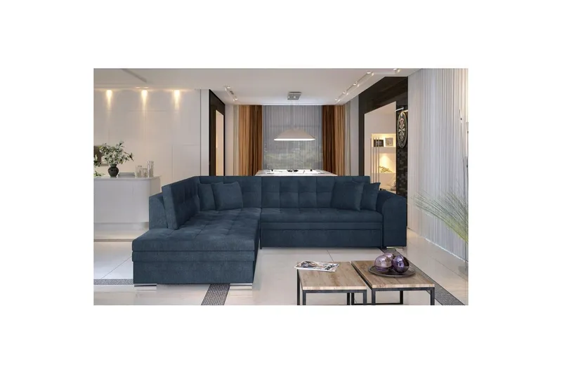 Hörnsoffa Eltap Pieretta 260x207x78 cm - Omega 86, Blå, Vänster — Omega 86, Blå, Vänster