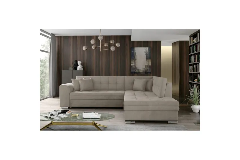 Hörnsoffa Eltap Pieretta 260x207x78 cm - Paros 02, Beige, Höger — Paros 02, Beige, Höger