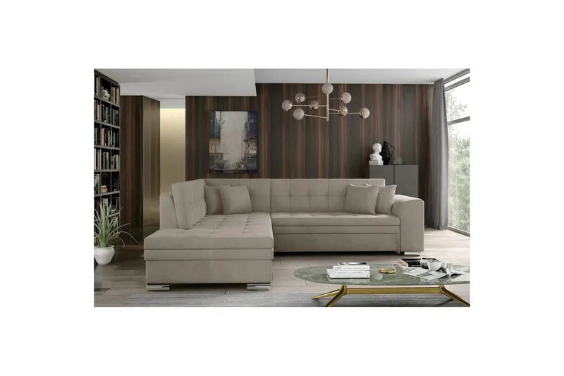 Hörnsoffa Eltap Pieretta 260x207x78 cm - Paros 02, Beige, Vänster — Paros 02, Beige, Vänster