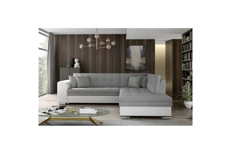 Hörnsoffa Eltap Pieretta 260x207x78 cm - Sawana 21, Soft 17, Grå, Vit, Höger — Sawana 21, Soft 17, Grå, Vit, Höger