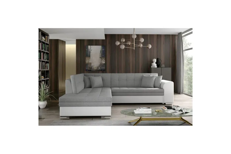Hörnsoffa Eltap Pieretta 260x207x78 cm - Sawana 21, Soft 17, Grå, Vit, Vänster — Sawana 21, Soft 17, Grå, Vit, Vänster