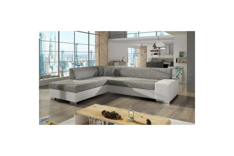 Hörnsoffa Eltap Porto 278x217x74 cm - Berlin 01, Soft 17, Grå, Vit, Vänster — Berlin 01, Soft 17, Grå, Vit, Vänster