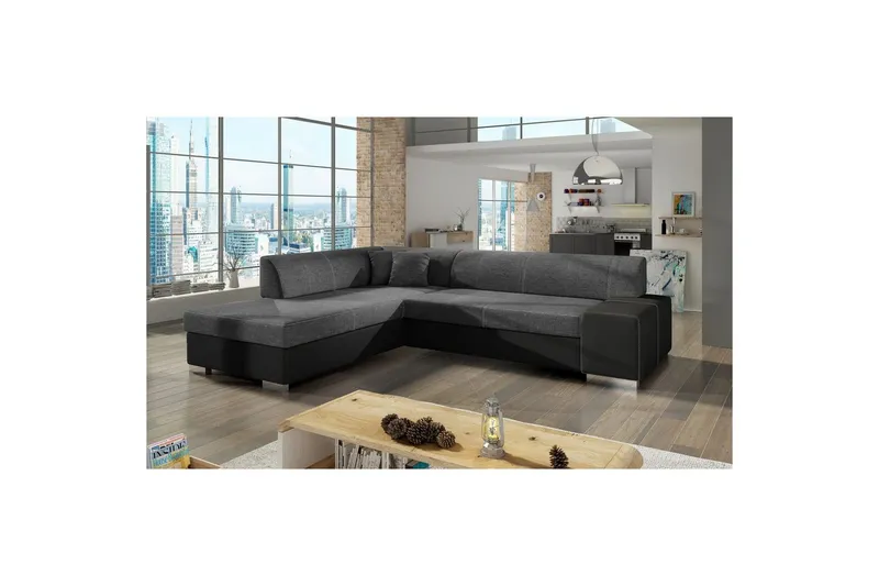Hörnsoffa Eltap Porto 278x217x74 cm - Sawana 05, Soft 11, Grå, Svart, Vänster — Sawana 05, Soft 11, Grå, Svart, Vänster