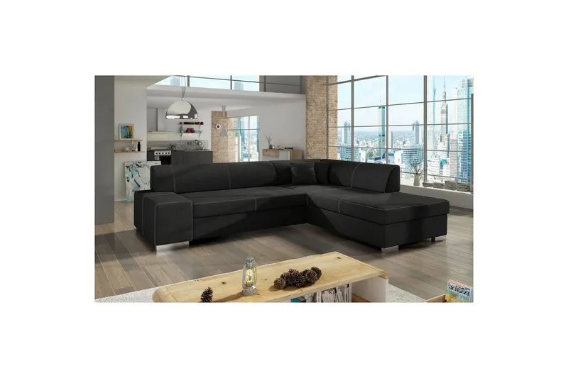 Hörnsoffa Eltap Porto 278x217x74 cm - Sawana 14, Svart, Höger — Sawana 14, Svart, Höger