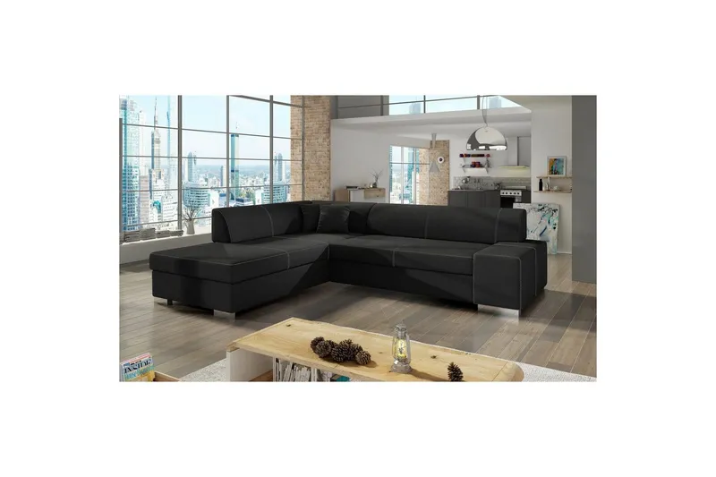 Hörnsoffa Eltap Porto 278x217x74 cm - Sawana 14, Svart, Vänster — Sawana 14, Svart, Vänster