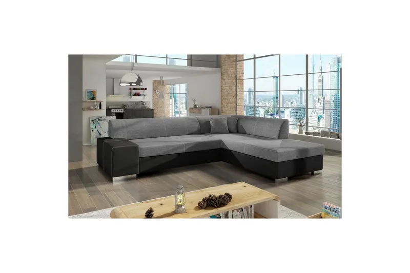 Hörnsoffa Eltap Porto 278x217x74 cm - Sawana 21, Soft 11, Grå, Svart, Höger — Sawana 21, Soft 11, Grå, Svart, Höger