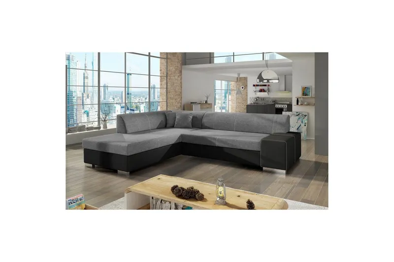 Hörnsoffa Eltap Porto 278x217x74 cm - Sawana 21, Soft 11, Grå, Svart, Vänster — Sawana 21, Soft 11, Grå, Svart, Vänster