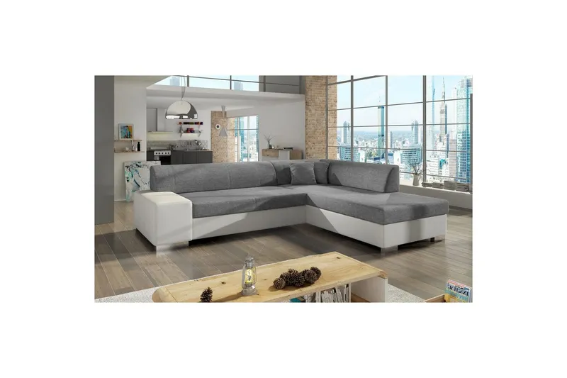 Hörnsoffa Eltap Porto 278x217x74 cm - Sawana 21, Soft 17, Grå, Vit, Höger — Sawana 21, Soft 17, Grå, Vit, Höger