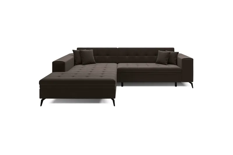 Hörnsoffa Eltap Solange 292x196x84 cm - Mat Velvet 29, Mörkbrun, Vänster — Mat Velvet 29, Mörkbrun, Vänster