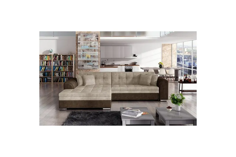 Hörnsoffa Eltap Sorento 296x194x78 cm - Dora 22, Dora 28, Beige, Vänster — Dora 22, Dora 28, Beige, Vänster