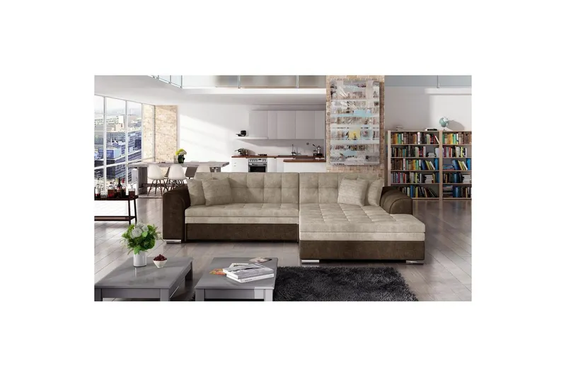 Hörnsoffa Eltap Sorento 296x194x78 cm - Dora 28, Dora 22, Brun, Höger — Dora 28, Dora 22, Brun, Höger