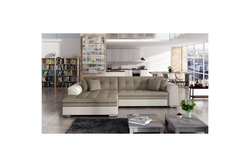 Hörnsoffa Eltap Sorento 296x194x78 cm - Inari 23, Soft 33, Beige, Vänster — Inari 23, Soft 33, Beige, Vänster