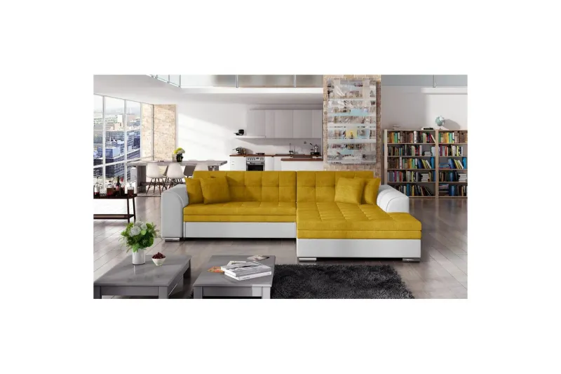 Hörnsoffa Eltap Sorento 296x194x78 cm - Omega 68, Soft 17, Gul, Höger — Omega 68, Soft 17, Gul, Höger