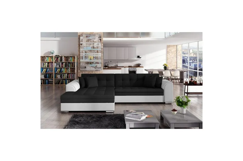 Hörnsoffa Eltap Sorento 296x194x78 cm - Sawana 14, Soft 17, Svart, Vänster — Sawana 14, Soft 17, Svart, Vänster