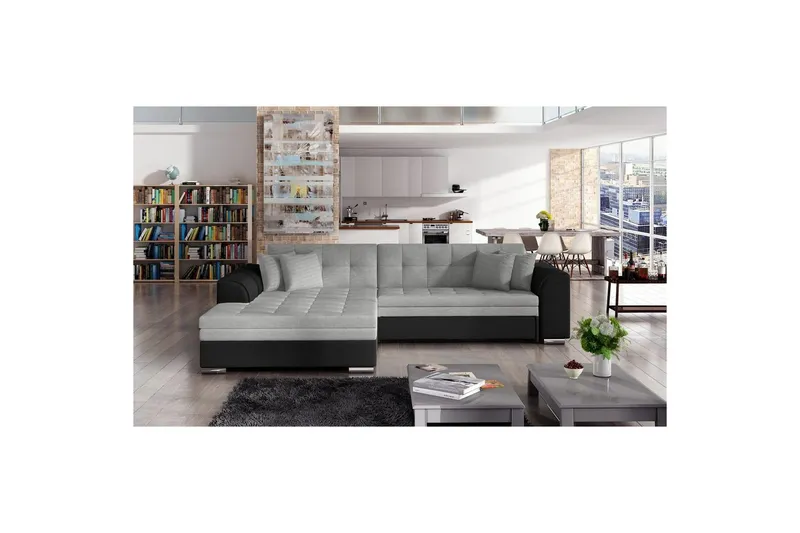 Hörnsoffa Eltap Sorento 296x194x78 cm - Sawana 21, Soft 11, Grå, Vänster — Sawana 21, Soft 11, Grå, Vänster