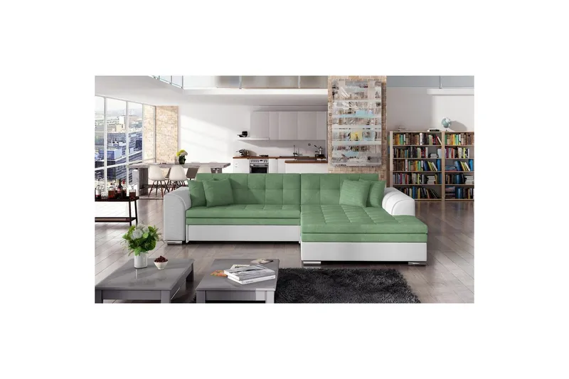 Hörnsoffa Eltap Sorento 296x194x78 cm - Soro 34, Soft 17, Grön, Höger — Soro 34, Soft 17, Grön, Höger