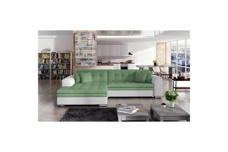 Hörnsoffa Eltap Sorento 296x194x78 cm - Soro 34, Soft 17, Grön, Vänster — Soro 34, Soft 17, Grön, Vänster