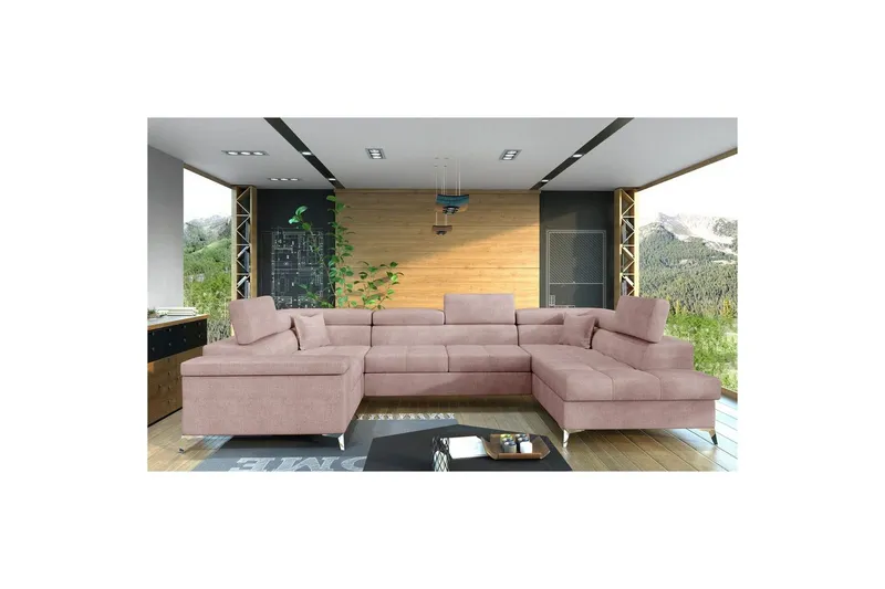 Hörnsoffa Eltap Thiago 342x208x88 cm - Omega 91, Rosa, Höger — Omega 91, Rosa, Höger