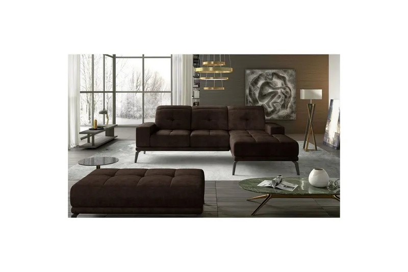 Hörnsoffa Eltap Torrense 265x175x98 cm - Dora 28, Brun, Höger — Dora 28, Brun, Höger