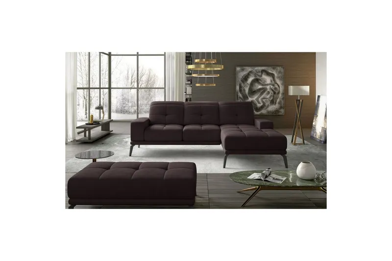 Hörnsoffa Eltap Torrense 265x175x98 cm - Mat Velvet 29, Brun, Höger — Mat Velvet 29, Brun, Höger