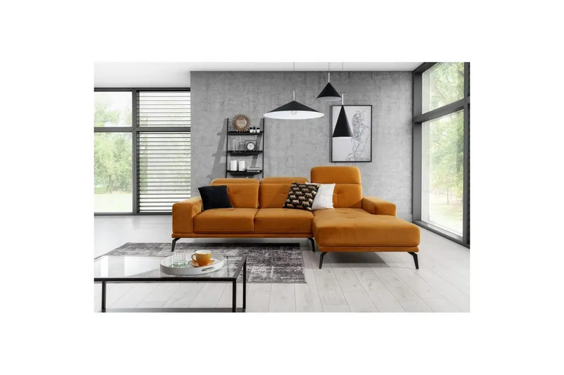 Hörnsoffa Eltap Torrense 265x175x98 cm - Monolith 48, Orange, Höger — Monolith 48, Orange, Höger
