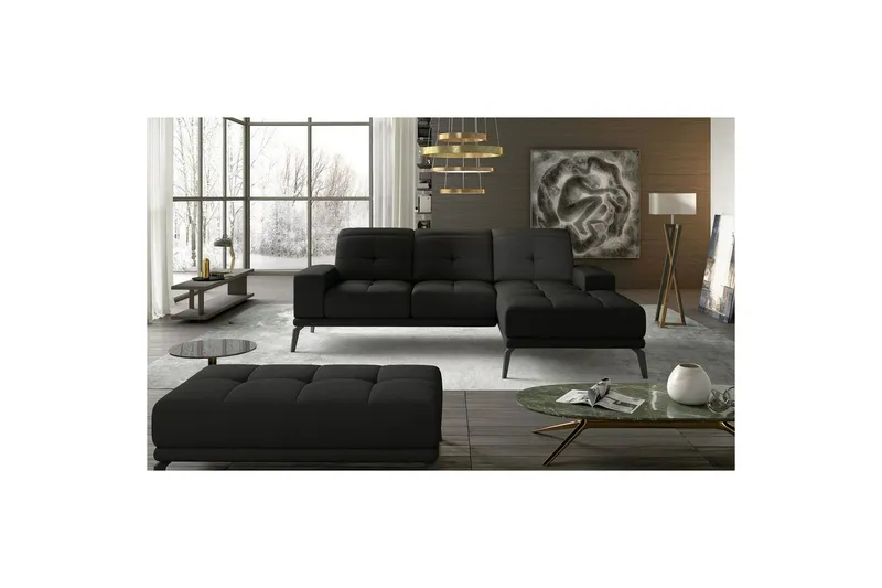 Hörnsoffa Eltap Torrense 265x175x98 cm - Sawana 14, Svart, Höger — Sawana 14, Svart, Höger