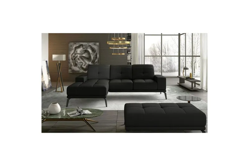 Hörnsoffa Eltap Torrense 265x175x98 cm - Sawana 14, Svart, Vänster — Sawana 14, Svart, Vänster