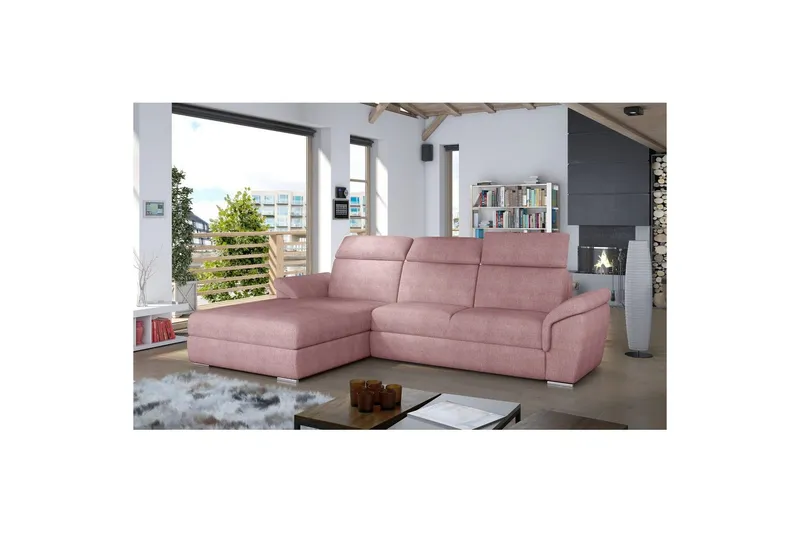 Hörnsoffa Eltap Trevisco 272x216x100 cm - Omega 91, Rosa, Vänster — Omega 91, Rosa, Vänster