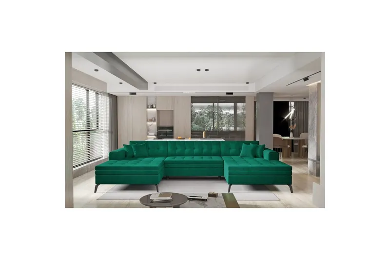 Hörnsoffa Eltap Vertizo 350x170x93 cm - Nube 35, Mörkgrön, Symmetrisk — Nube 35, Mörkgrön, Symmetrisk