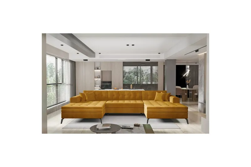 Hörnsoffa Eltap Vertizo 350x170x93 cm - Nube 45, Gul, Symmetrisk — Nube 45, Gul, Symmetrisk