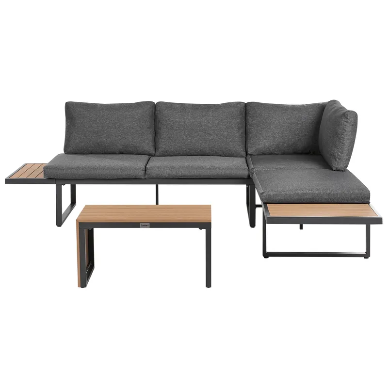 Hörnsoffa utomhus med Bord 4-Sits Pienza Högervänd - Grå/Brun/Svart — Grå/Brun/Svart