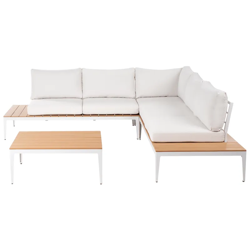 Hörnsoffa utomhus med Bord 5-Sits Positano - Vit/Brun — Vit/Brun
