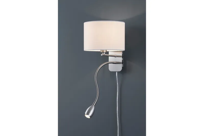 Hotel vägglampa med läslampa E14 + LED vit - Vit — Trio Lighting