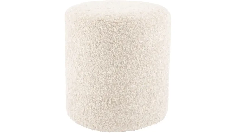 House Puff 35 cm Rund Teddy - Vit — Vit